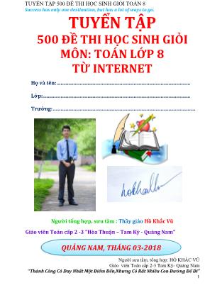 Tuyển tập 500 đề thi học sinh giỏi môn Toán Lớp 8 từ internet - Hồ Khắc Vũ
